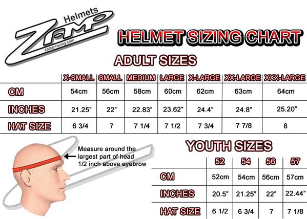 Zamp Helmets Sizing Chart