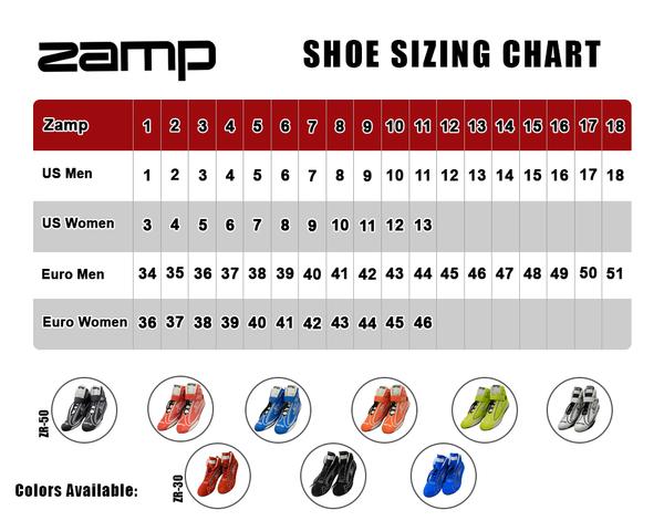 Zamp Shoe Sizing Chart